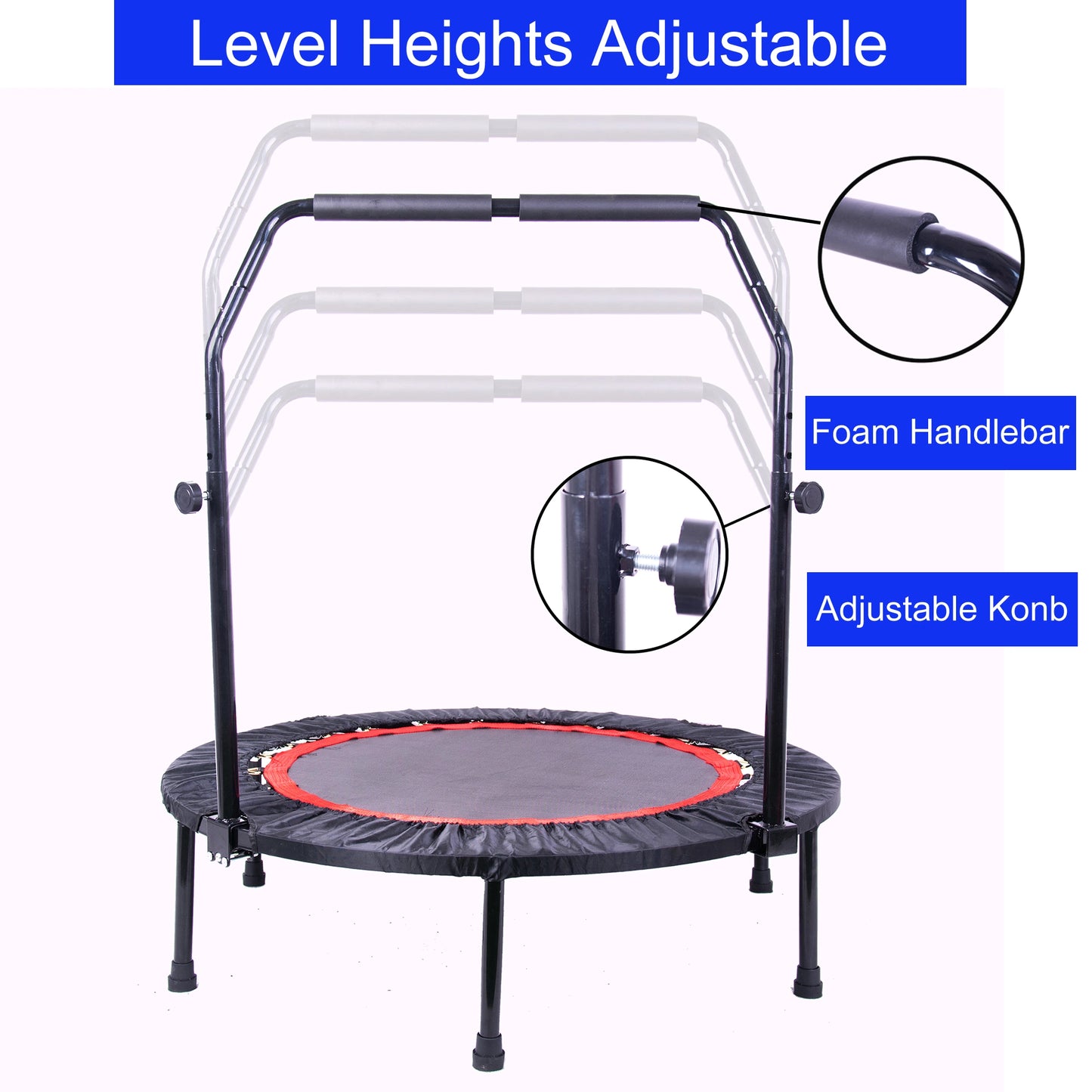 40 Inch Mini Exercise Trampoline for Adults or Kids Indoor Fitness Rebounder Trampoline with Safety Pad Max. Load 300LBS