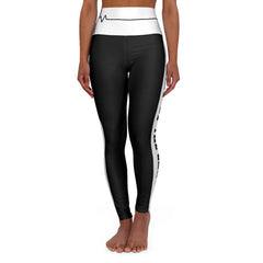 Womens High-waist Fitness Legging Yoga Pants - Black White Salt of the