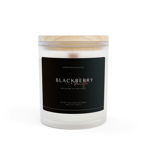 Blackberry Vanilla Frosted Glass Candle, Aromatherapy Candle, Natural