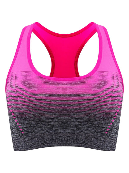 1pc/2pcs/3pcsMedium Support Two Tone Racer Back Sports Bra, Fitness Workout Running Yoga Bra