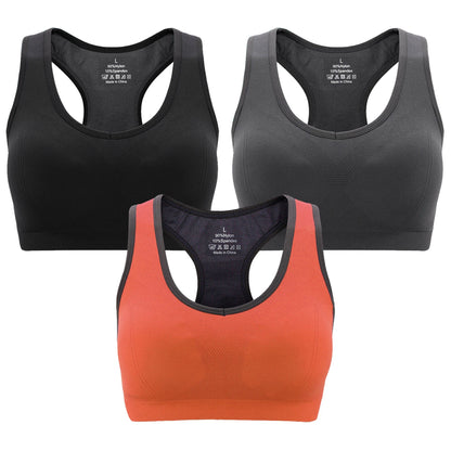 3 Packs Women Padded Sports Bras Yoga Fitness Push up Bra Female Top for Gym Running Workout Training