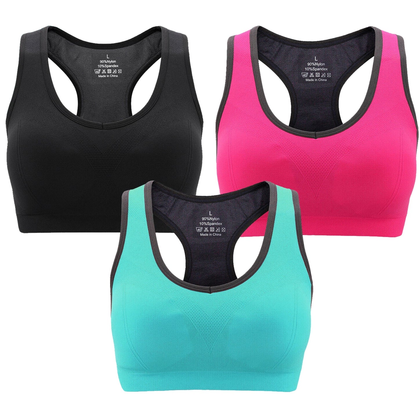 3 Packs Women Padded Sports Bras Yoga Fitness Push up Bra Female Top for Gym Running Workout Training