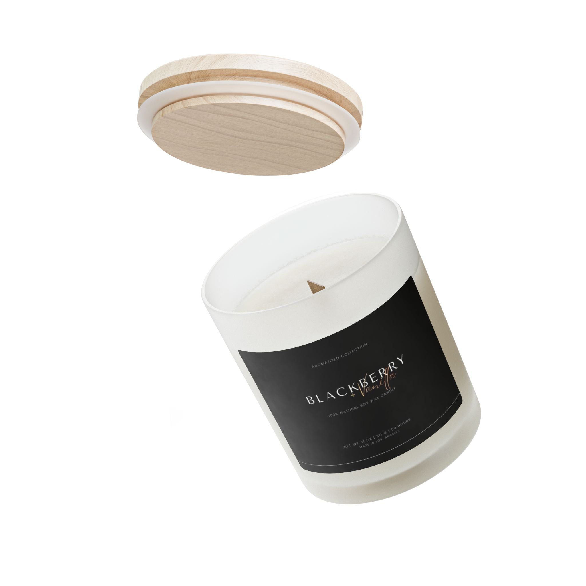Blackberry Vanilla Frosted Glass Candle, Aromatherapy Candle, Natural
