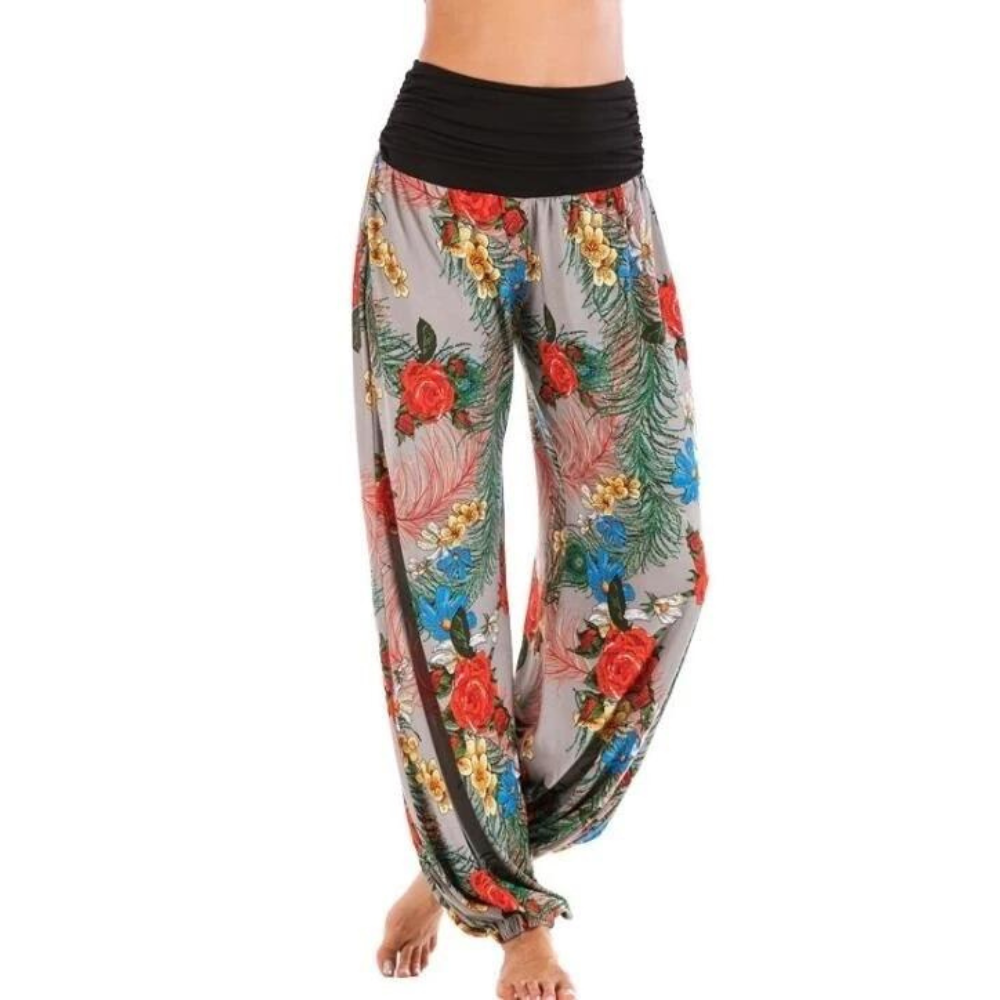 Women Casual Pants Smocked Waist Harem Hippie Boho Yoga Palazzo Casual Pants