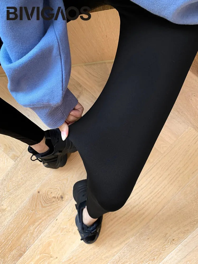 BIVIGAOS Black Thin Sharkskin Leggings Women Sun Printed Skinny Slim Sexy Fitness Leggings Casual Fashion Sports Leggings Autumn