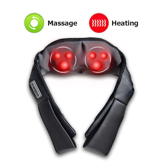 Electric Back and Neck Kneading Shoulder Massager with Heat Straps