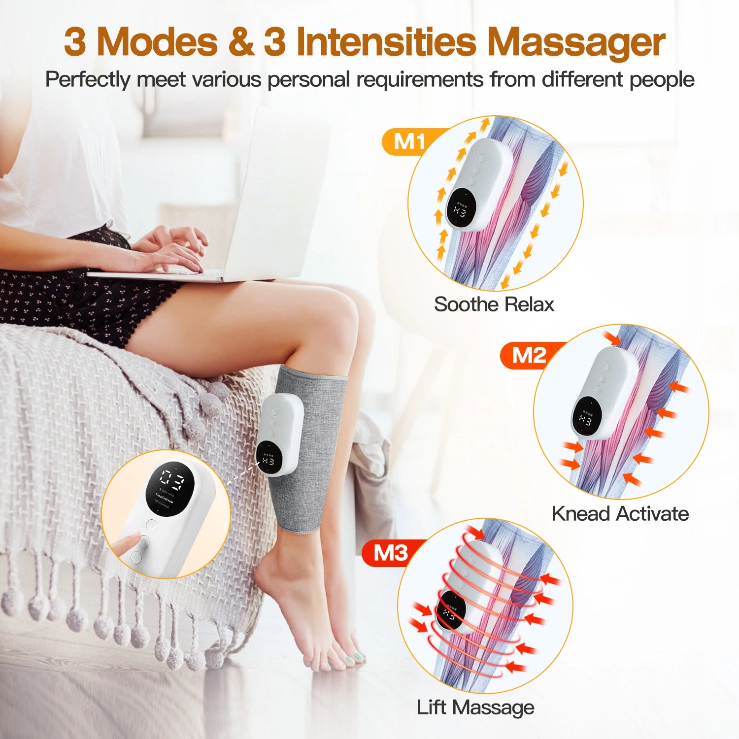 Cordless Rechargeable Leg Massager with Heating