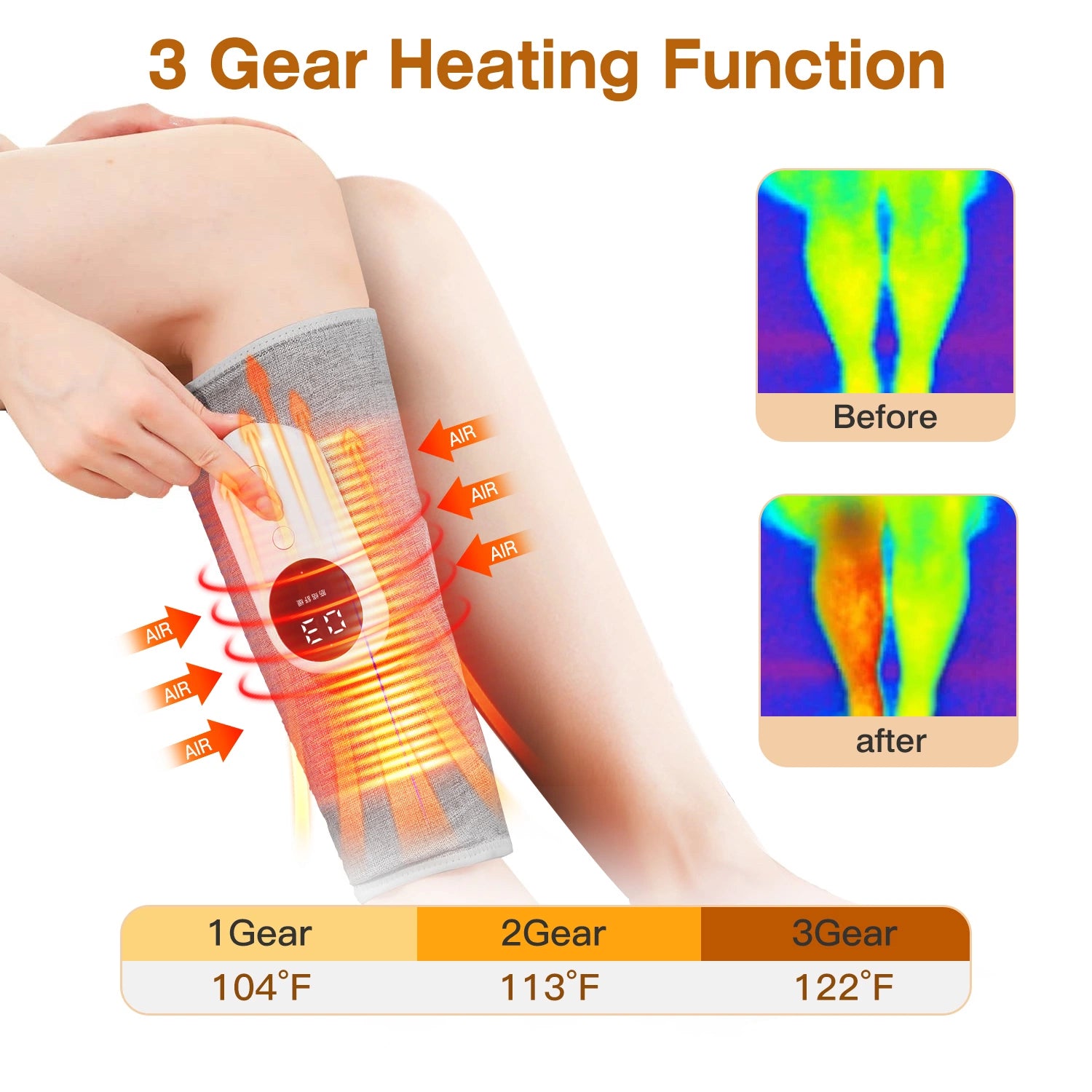 Cordless Rechargeable Leg Massager with Heating