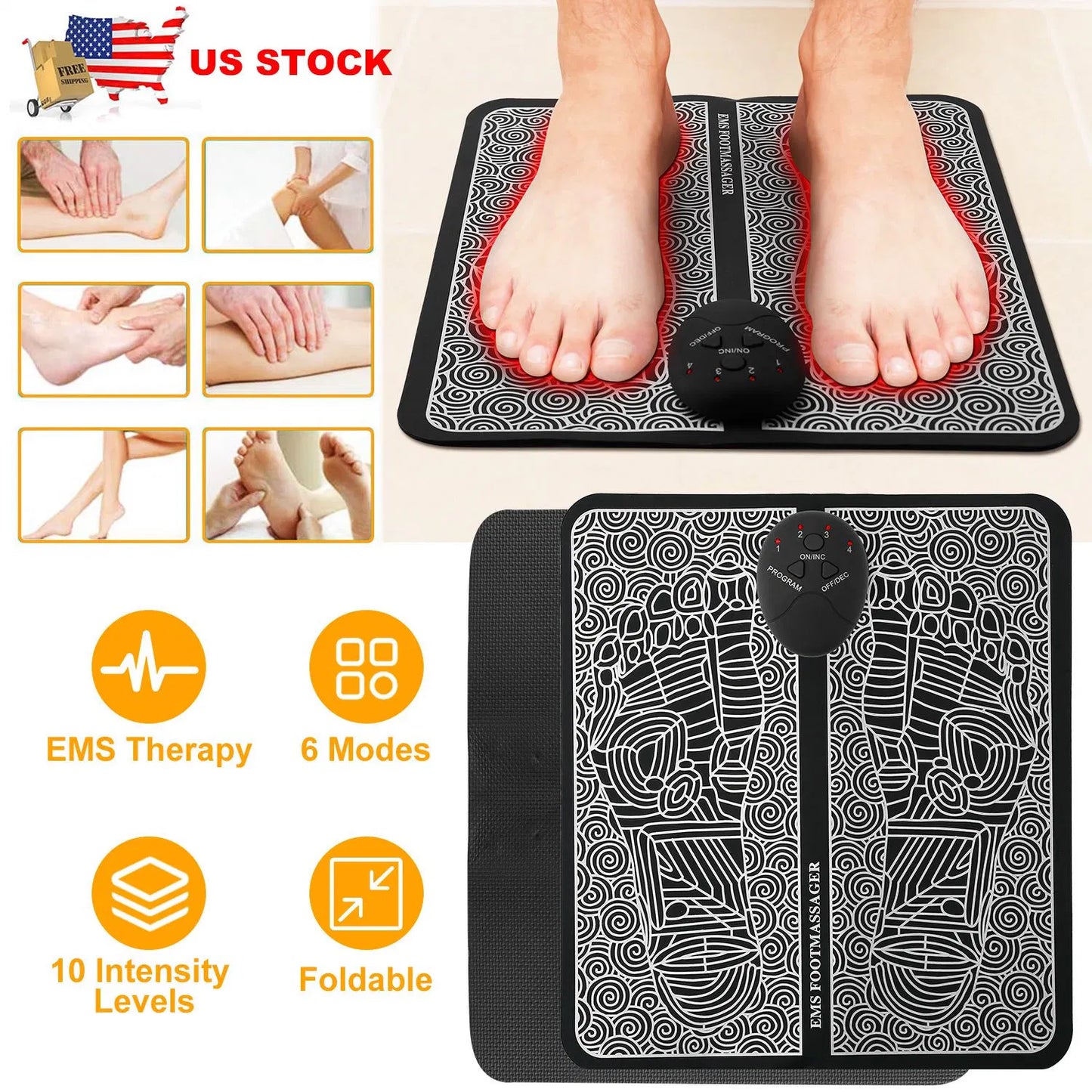 EMS Foot Massage Pad: Leg Muscle Pain Relief