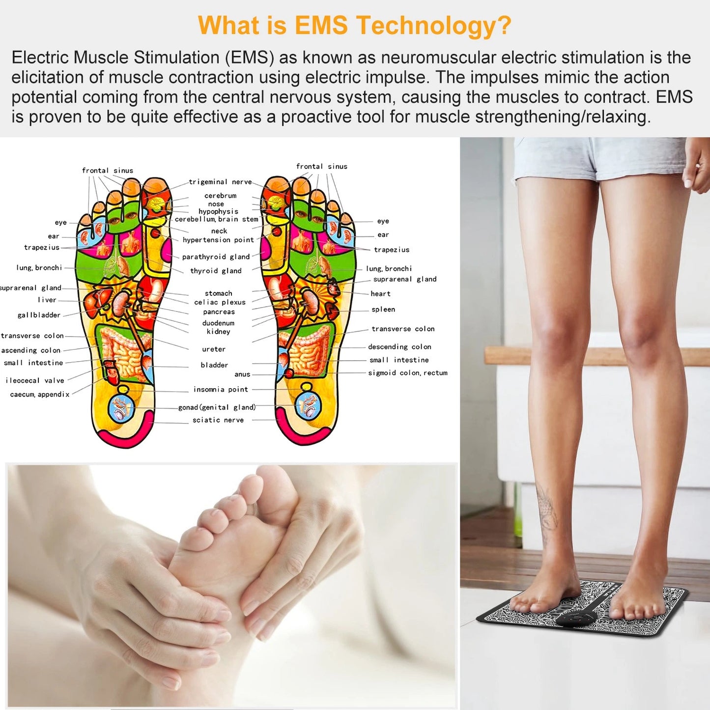 EMS Foot Massage Pad: Leg Muscle Pain Relief