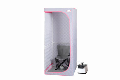 Full Size Portable Grey Steam Sauna tent–Personal Home Spa; with Steam Generator; Remote Control; Foldable Chair; Timer and PVC Pipe Connector Easy to Install