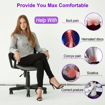 Gel Seat Cushion Non-Slip Breathable Honeycomb Sitting Cushion Pressure Relief Back Tailbone Pain Cushion Pad with Removable Cover for Car Office Chair Classroom Travel