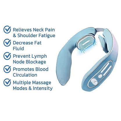 Neck Acupoint Lymphatic Massager, Electric Pulse Neck Massager, Intelligent Heated Neck Massager, Reducing Fat And Wrinkles, Promoting Blood Pressure Circulation, And Soothing Muscles