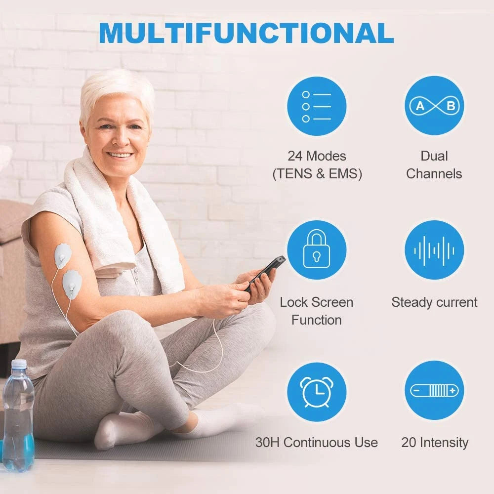 NURSAL Dual Channel EMS TENS Unit: Pain Relief & Muscle Stimulator