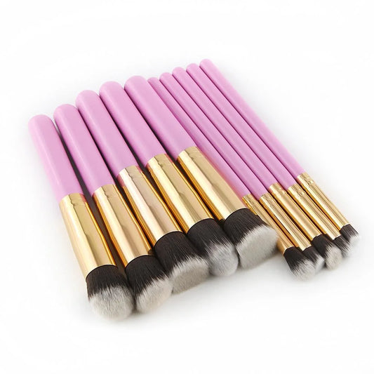 Travel Set Mini Makeup Brush Set of 10 (Pink Gold)