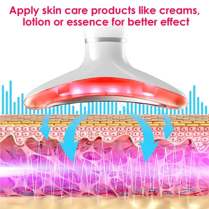 Anti Wrinkles Face Neck Massager Double Chin Reducer Face Neck Beauty Device Skin Care Tools with 3 Modes LED Vibration Heat EMS for Skin Care Tightening Lifting Smooth