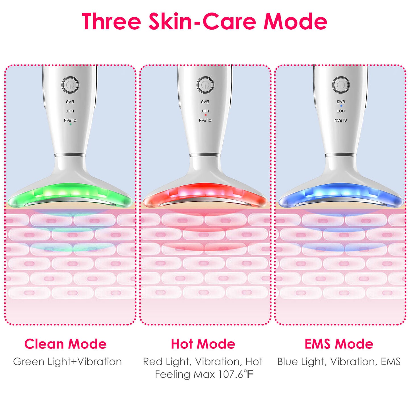 Anti Wrinkles Face Neck Massager Double Chin Reducer Face Neck Beauty Device Skin Care Tools with 3 Modes LED Vibration Heat EMS for Skin Care Tightening Lifting Smooth